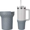 Silicone Boot for Stanley Cup 40oz, Grey Boot Sleeve Cover Fit with Stanley H2.0 and Quencher Adventure Tumbler Accessories (Grey, 40 oz) (Gray)
