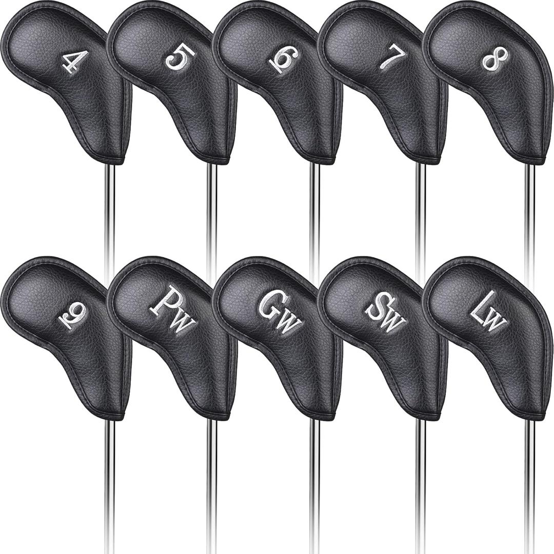 CRAFTSMAN GOLF 12pcs or 1pc Thick Synthetic Leather Golf Iron Head Covers Set Headcover Fit All Brands Callaway Ping Taylormade Cobra Etc.