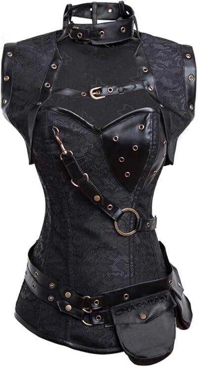 Charmian Women's Steampunk Spiral Steel Boned Vintage Retro Corset Tops Bustier (XX-Large, Black) Charmian Women's Steampunk Spiral Steel Boned Vintage Retro Corset Tops Bustier (XX-Large, Black)