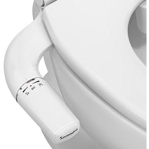 SAMODRA Ultra-Slim Hygienic Bidets Attachment for Existing Toilets - Adjustable Fresh Water Pressure Self Cleaning Nozzle Easy to Install, Silver