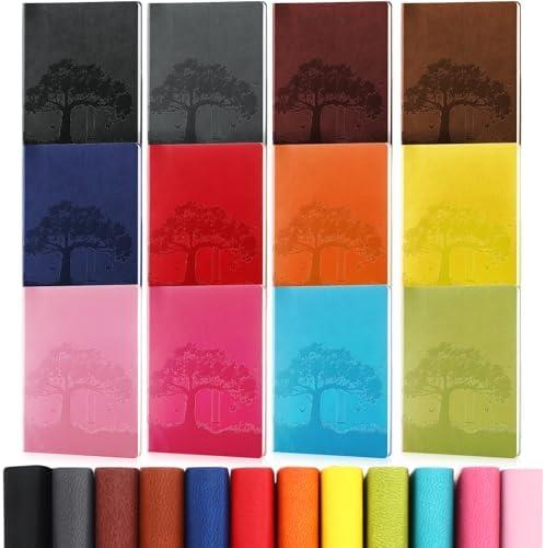 TaoBary 12 Pcs A6 PU Leather Journals Notebook Bulk Colorful Tree Life Lined Journal Soft Leather Cover Ruled Writing Notebook for Writing Office School Home Business 128 Pages (Vintage Color)