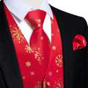 DiBanGu Mens Christmas Suit Vest and Tie Set for Men Waistcoats and Necktie Pocket Square Set for Prom Party S-3XL (Red Gold)