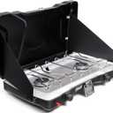 Coleman Triton+ 2-Burner Propane Camping Stove with InstaStart Ignition, Portable Camping Cooktop with 2 Adjustable Burners & Wind Guards, 22,000 BTUs of Power for Camping, Tailgating, Grilling