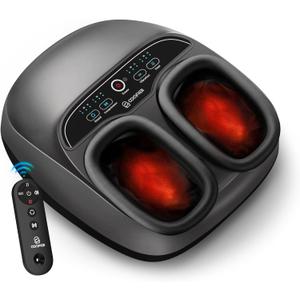 COMFIER Shiatsu Foot Massager with Heat, Electric Feet Massager Machine for Plantar Fasciitis Neuropathy,Gifts for Women,Men,Remote Control,Pause Function,Foot Warmer (Gray)