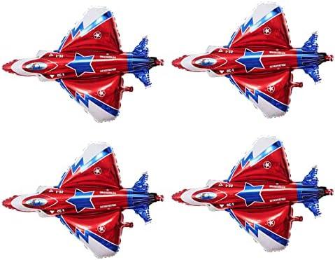 3PCS Fighter Jet Airplane Balloons - Airplane Shaped Foil Mylar Balloons for Baby Shower Kids' Boys Birthday Party Supplies Decorations