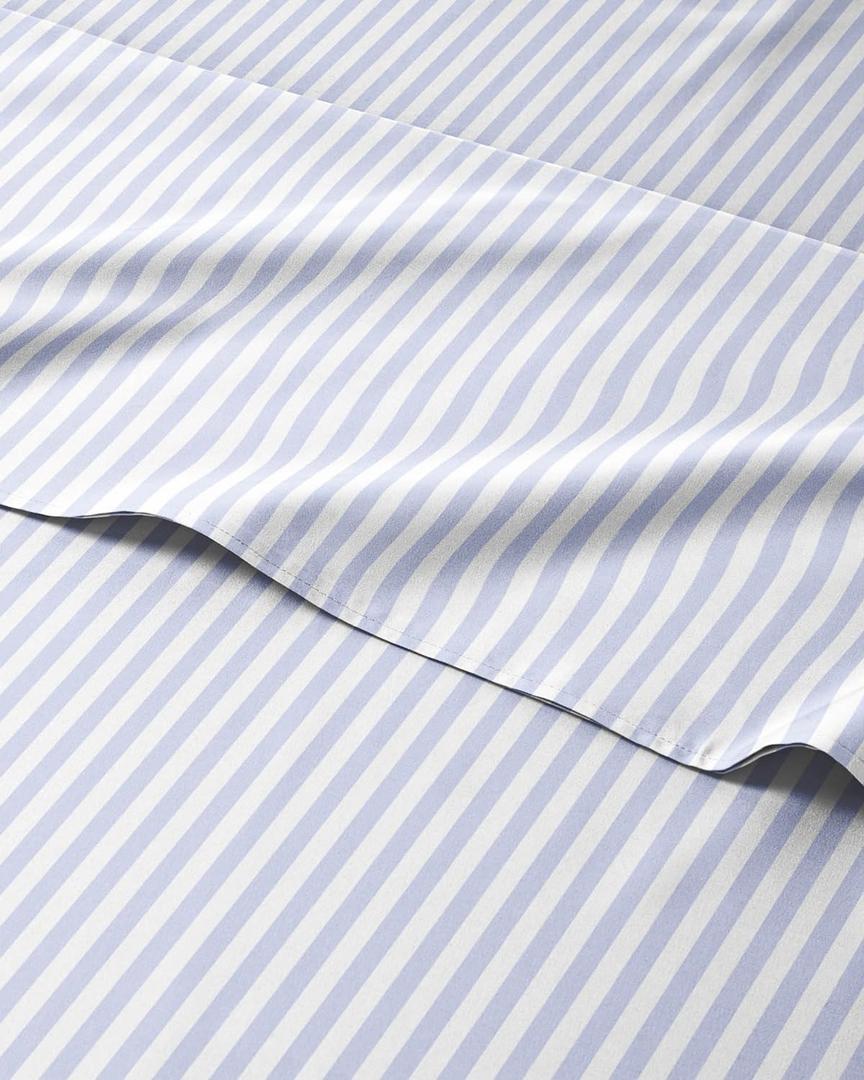 Kids Twin Size Blue Striped Sheets - 3 Piece Blue Stripe Microfiber Sheet Set - Nautical Themed Bedding - Soft, Cozy, Breathable & Machine Washable - Sky Blue Bed Set for Boys, Girls, Teens & Toddlers