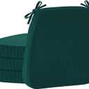 Nobildonna Chair Cushions for Dining,Kitchen,Office, 2'' Thick High-Density Foam Seat Pads with Gel-Infused, Non-Slip, Removable Washable Cover with Ties, Chair Pads,17" x 16",Hunter Green,Set of 4