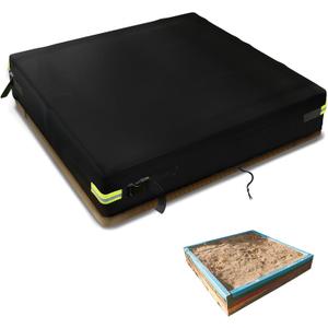 Square Sandbox Cover Waterproof 600D Oxford Cloth PVC Coating Rainproof Anti UV Heavy Duty,for Kids Outdoor Protect Sandbox Sand and Toys,Cover Only (Black, 59" x 59" x 7.9")