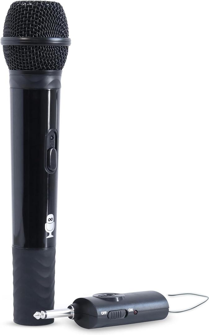 Singing Machine Portable Wireless Microphone (Black) - Premium Unidirectional UHF Wireless Mic for Singing, Speeches & Events - Cordless Mic Compatible with Karaoke Machines, PA Systems & More