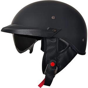 Motorcycle Half Helmet with Sun Visor Motorcycle Helmets for Men Women Helmet for Adult Scooter ATV Cruiser DOT Approved (X-Large, matte black)