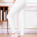 Girls Leggings Cotton Pants Stretchy Tight Toddler Basic Casual Legging with Pockets 5-13years (White)