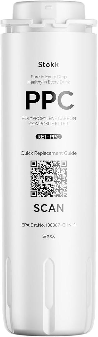Stokk E1 Countertop Reverse Osmosis System PPC Replacement Filter(RE1-PPC), Compatible with E1 & T1-Lite Series (NOT Compatible with T1), 612 Month Lifespan