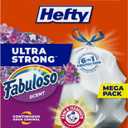 Hefty Ultra Strong 13 Gallon Trash Bags, Tall Kitchen Trash Bags 13 Gallon Size, Resist Leaks, Punctures, and Rips, Continuous Odor Control, White, Fabuloso Scent, 80 Bags