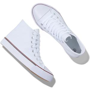 Iarus High Top Sneakers for Women White Canvas Comfortable Shoes for Women Walking Casual Sneakers Tennis Shoes