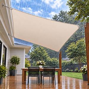 Amgo 14' x 14' Beige Square Waterproof Shade Sail 98% UV Block, 014'X14'