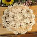 Laivigo New Handmade Crochet Lace Round Table Cloth Doilies Doily,16 Inch,Beige