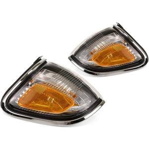 For 2001 2002 2003 2004 Toyota Tacoma Pair Driver and Passenger Side Turn Signal/Side Marker Light w/Bulbs TO2520161 TO2521161 | 81620-04080 81610-04080 ;w/Chrome Bezel