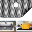 Sink protectors for kitchen sink 12"13"16"18"19"24"26"28"29"silicone sink mat| Silicone Kitchen Sink Mat Grid for Bottom of Farmhouse Stainless Steel(28.4"x 15.2") (Black)