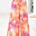 PRETTYGARDEN Women's 2025 Summer Flowy Wide Leg Palazzo Pants Dressy Casual Elastic High Waisted Pockets Boho Beach Trousers (Floral White Multicolored,Small) (S)