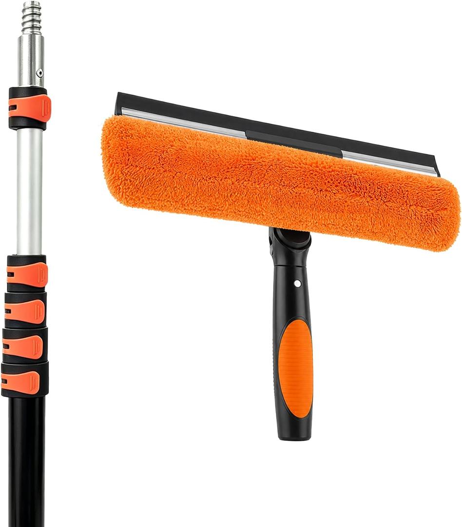30FT Reach Window Washing Kit, Squeegee with Extension Pole, 5-24FT