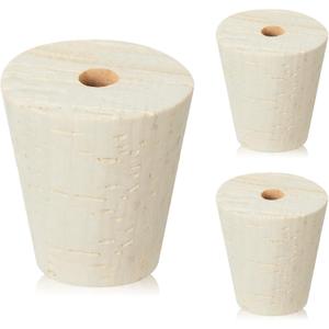 3 Pcs Drilled Fermentation Corks for Most 1 3 5 6 Gallon Glass Carboy Tapered Corks for Bubble Airlock Wood Stopper Bungs for Home Brewing Wine(Not include Airlock)(1 Gallon)