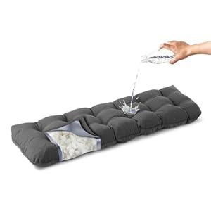 IPYNBAP Bench Cushion for Outdoor Furniture, 59x18x5 Inch, Waterproof Outdoor Bench Cushion, Tufted Bench Seat Cushion, Fade-Resistant Bench Pillow, Patio Bench Pad for Outdoor/ Indoor Chair, Dark Grey