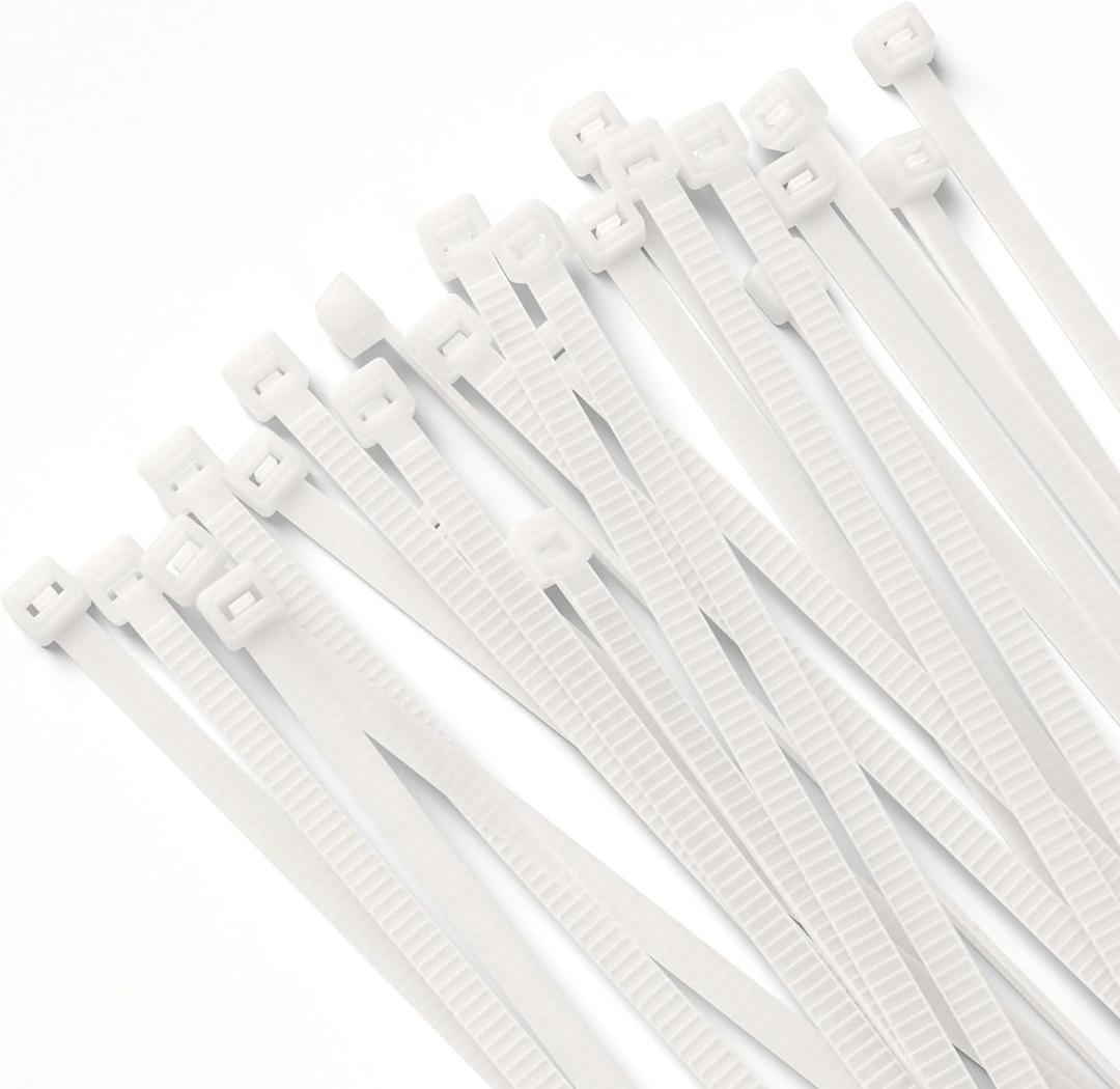 Mezzo Cable Zip Ties Heavy Duty 12 Inch100 Pack, Durable Plastic Wire Ties with 50 Pounds Tensile Strength, Self-Locking UV Resistant White Nylon Zip Ties for Indoor and Outdoor