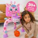 Move2Play, Giraffe Basketball Hoop & Soccer Goal Activity Center | 30+ Sounds & Lights | 1, 2, 3+ Year Old Gift & Birthday Present | 6, 12, 18, 24+ Month Toy For Baby, Toddler, Boys, & Girls