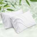 Bedsure King Size Pillow Cases Set of 2, Cooling Pillow Cases King, Rayon Derived from Bamboo White Pillowcases, Breathable & Silky Soft Cool Bedding Pillow Covers with Envelope Closure, 20x36 Inches