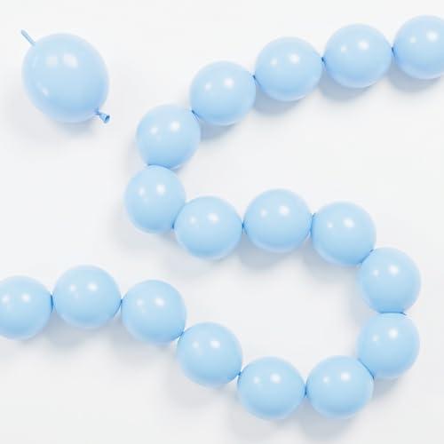 Light Blue Linking Balloons, 60PCS 6 Inch Small Baby Blue Quick Link Balloons for Making Balloon Wall Heart Arch, Tails Balloon for Wedding Birthday Baby Shower Engagement Graduation Party Decorations