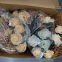 Domensi 6 Sets Wedding Centerpiece for Table Artificial Rose with Vase Fake Bouquets and Metal Pot Floral Arrangements for Mother's Day Holiday Party Event Table Decor (Champagne)