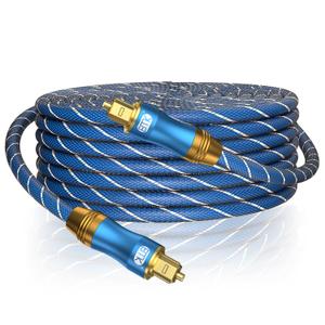 EMK Digital Optical Audio Cable Fiber Optical Toslink Cable SPDIF Audio Cable Male to Male Cord for Home Theater, Sound Bar, TV, PS4, Xbox, PlayStation & More (49Feet/15M)
