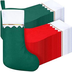 200 Pcs Felt Christmas Stockings 15 Inch Party Favors Stockings Xmas Decoration Stockings Rustic Christmas Santa Stockings for Christmas Holidays Anniversaries Home Bedroom (White Trim, Red Green)