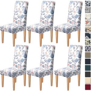 Dioxide High Stretch Chair Covers for Dining Chairs, Washable Dining Chair Covers Set of 6, Soft Kitchen Chairs Seat Covers, Parsons Chair Slipcovers Protectors for Home Hotel Restaurant Banquet