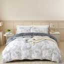 OAITE Duvet Cover Set,100% Cotton Comforter Cover with Floral Pattern Duvet Cover Set,Soft Bedding Set Includes with 3 Piece (2 Pillow Shams,1 Duvet Cover) (King-104" x 90", Forest)