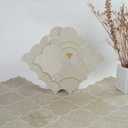 COLAMO LUXURY 10PCS Peel and Stick Backsplash,Faux Stone Smart Adhesive Tile,Mix Metal Golden,Stick on Arabesque Geometric Waterjet,Accent Wall Mosaic Tile for Kitchen,Bathroom,Fireplace(Beige Marble)