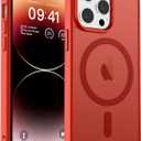 Magnetic for iPhone 14 Pro Case, [Compatible with MagSafe] [Military Grade Drop Protection] Translucent Matte Shockproof Anti-Scratch Phone Cover, Red
