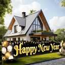 KatchOn, Large Happy New Year Banner 2026-120x20 Inch | NYE Banner Sign | Happy New Year Yard Sign for Happy New Years Decorations 2026 | NYE Decorations 2026 | New Years Eve Party Supplies 2026 (Balloons)