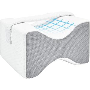 Knee Pillow for Side Sleepers, Leg Pillow Relief for Sciatica, Back, HIPS, Knees, Joints Between Legs Adults | Knee Surgery Gifts (Gray/White)