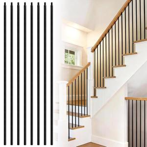 30 Pcs Iron Balusters for Staircase,1/2" x 44" Satin Black Wrought Iron Spindles,Straight Square Hollow Metal Balusters for Stairs,Deck Railing,Balcony & Porch