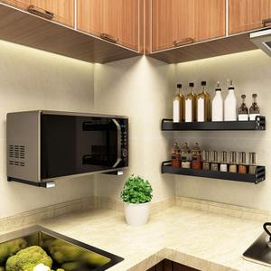 304 Stainless Steel Sturdy Microwave Shelf Bracket Wall Mount Kit Foldable Stretch Wall Mounted Rack Shelf Oven Stand Shelf Rack 2Piece with Screws, 200X220mm 8X8.5Inch, Black