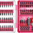 Geinxurn 48Pieces Impact Screwdriver Bits Set, Magnetic S2 Steel Phillips/Slotted/Square/Torx Insert Power Bits Tips, Impact Bit Holder with Pink Storage Box Case