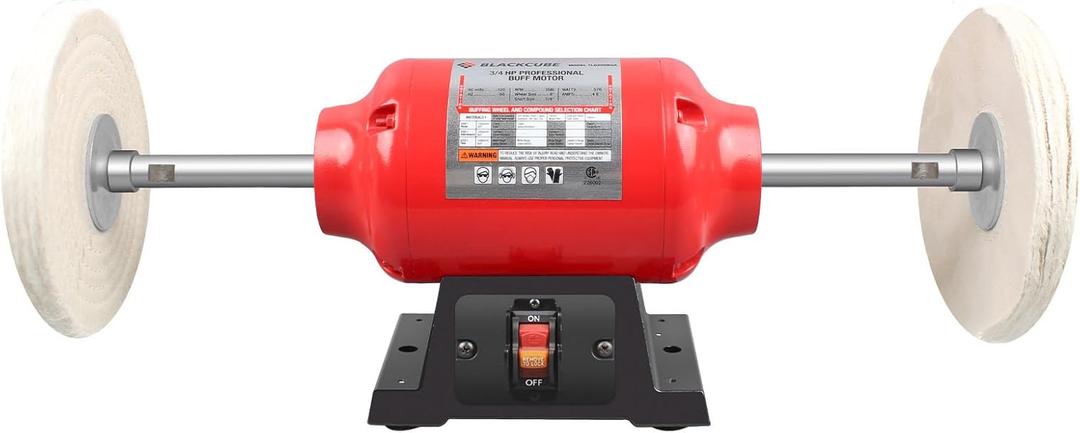 BLACKCUBE Bench Buffer Polisher Motor with 8 Inch Dual Buffering Wheels, Benchtop Polishing Machine for Jewelry, Metal, Wood, Plastic and Knife Sharpening