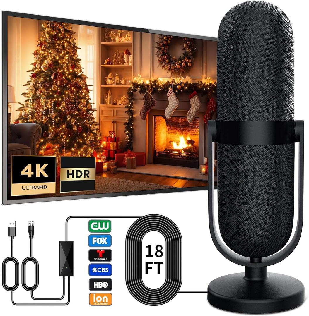 TV Antenna for Smart TV Indoor 1200+ Miles Long Range Reception HD Digital TV Antenna (Compact, BLACK)