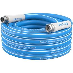 Fevone 35ft Heavy Duty Garden Hose, Lightweight and Flexible, 5/8" ID, 600 PSI, Hybrid Polymer, Kink-Resistant, 3/4" GHT Aluminum Fittings, Drinking Water Safe
