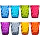US Acrylic Optix Plastic Reusable Drinking Glasses (Set of 8) 14oz Rocks Cups in Jewel Tone Colors | BPA-Free Tumblers, Made in USA | Top-Rack Dishwasher Safe