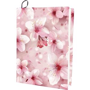 CRASPIRE Cherry Stretchable Book Cover Sakura Flower Washable Reusable Large Nylon Book Protector Elastic Notebook Wraps Suitable for Hardcover Books Classroom Students