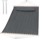 SUNCREAT Portable Tree Hammock with Hardwood Spreader Bar, Extra Large Soft Pillow, Heavy Duty 2 Person Hammock for Indoor, Outdoor, Gray (Grey)