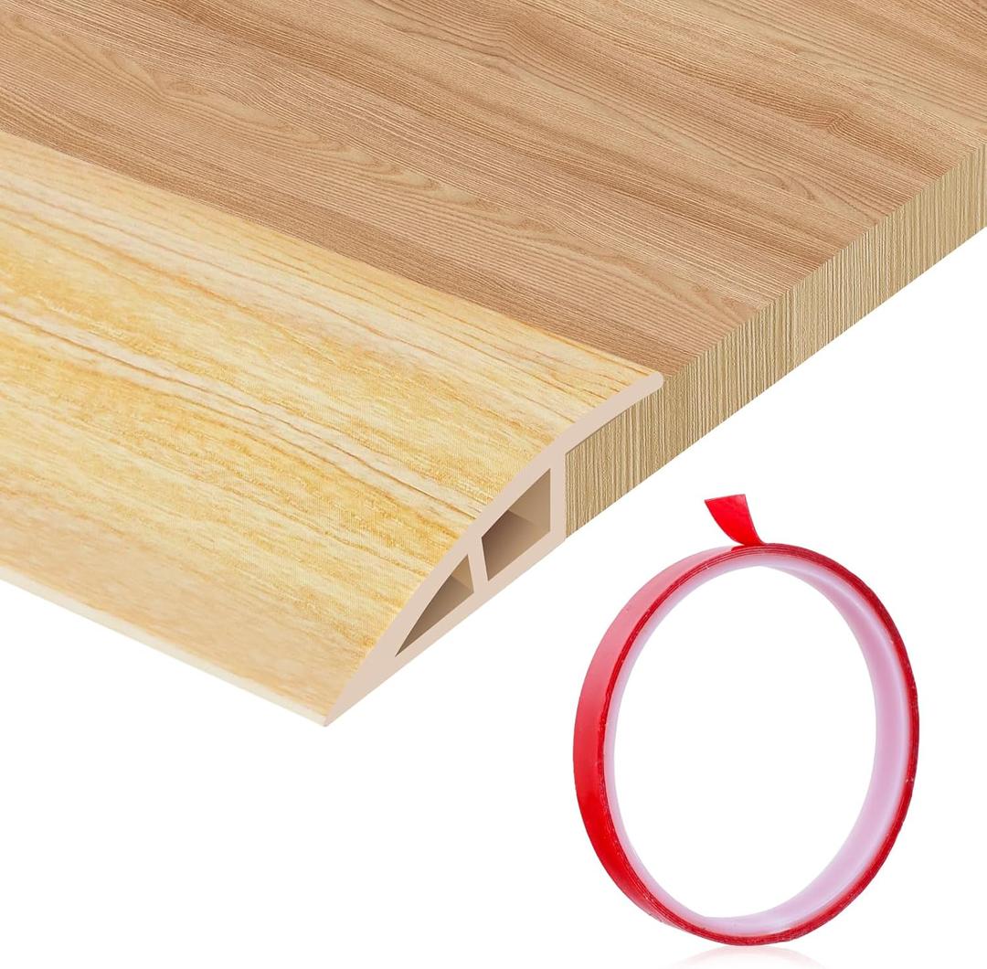 Floor Transition Strip Door Threshold 39" Floor Transition Reducer Trim on The Edges Threshold Strip Self Adhesive Suitable for Doorways, Tiles, Carpet (Natural Wood Grain)