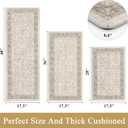 Pauwer Anti Fatigue Kitchen Floor Mats Set of 3, PVC Foam Padded Kitchen Rugs, Non Slip Cushioned Comfort Standing Mat, Waterproof Sink Rug for Small Kitchen Area, Laundry Room, Khaki